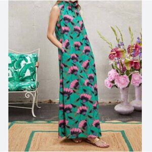 Nimo with Love Sundrop Dress Womens XS Green Pink Passion Flower Sleeveless Boho